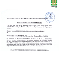 Bilan actif de la Bancobu /Période Décembre 2020